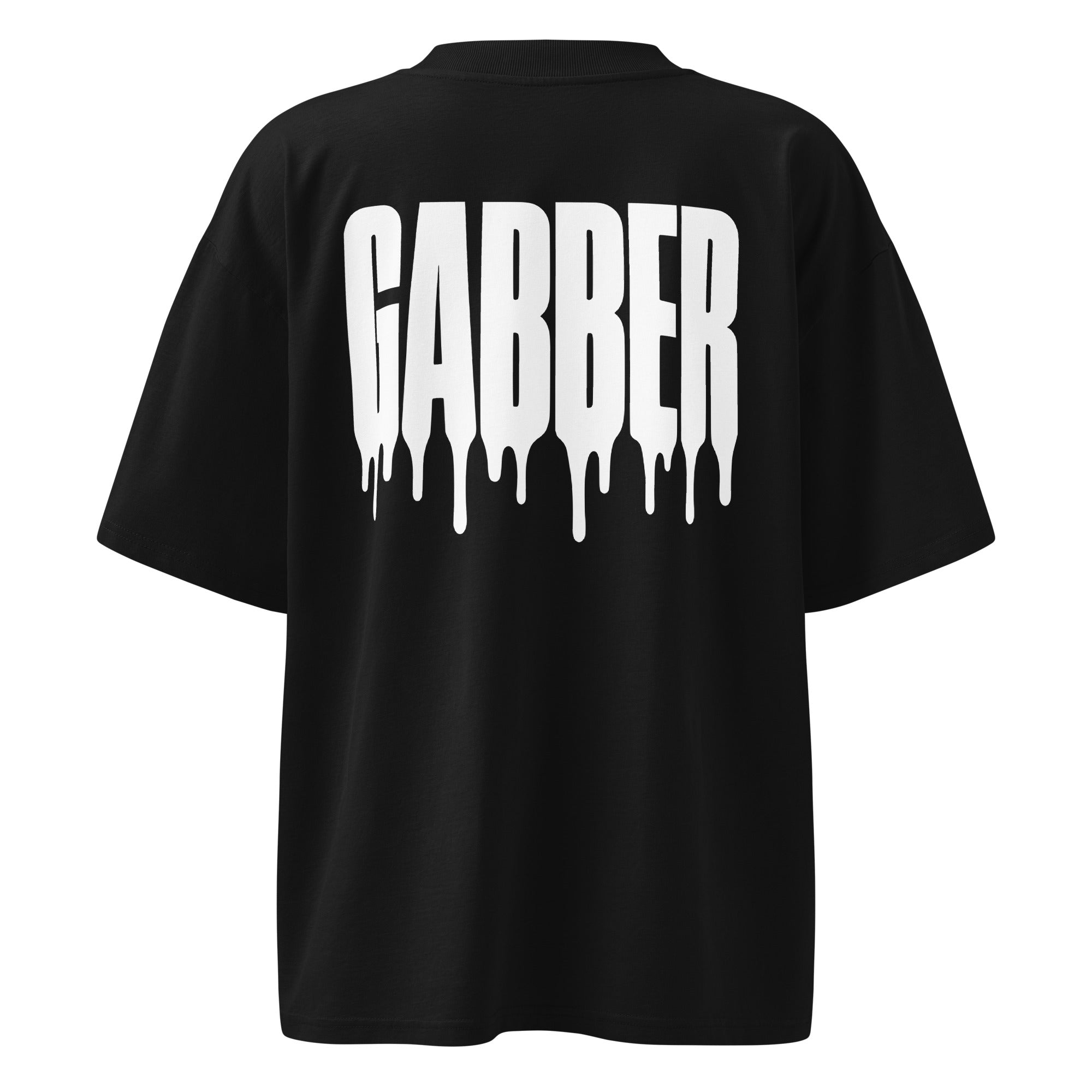 Hostile Form HF-001 GABBER oversized techno tee in black, back print