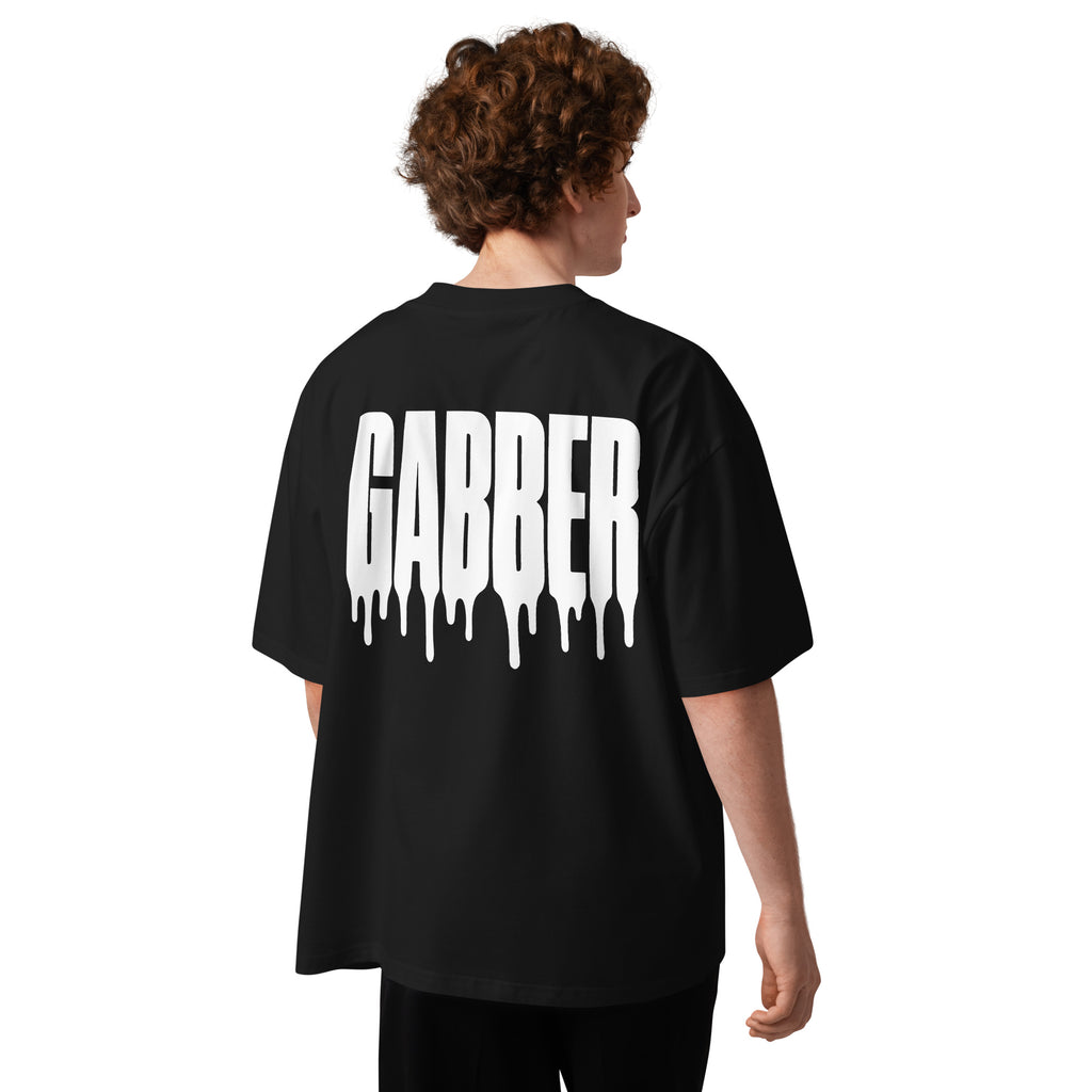 Hostile Form HF-001 GABBER oversized techno tee in black, back print