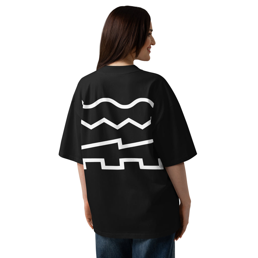 Hostile Form HF-006 SYNTH oversized techno tee in black, back print