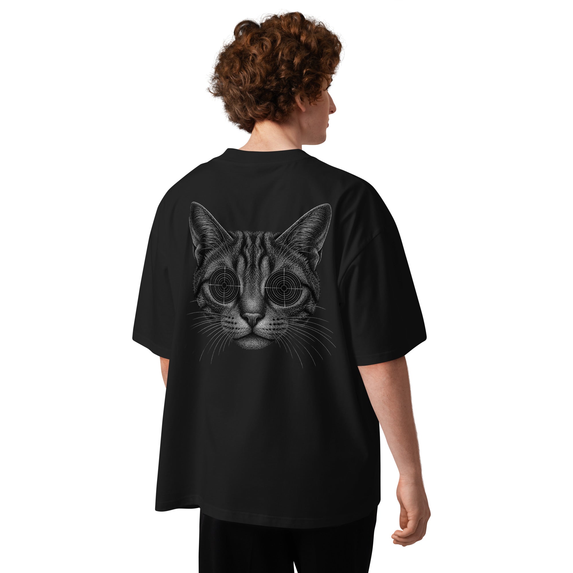 Hostile Form HF-007 CROSSHAIR oversized techno tee in black, back print