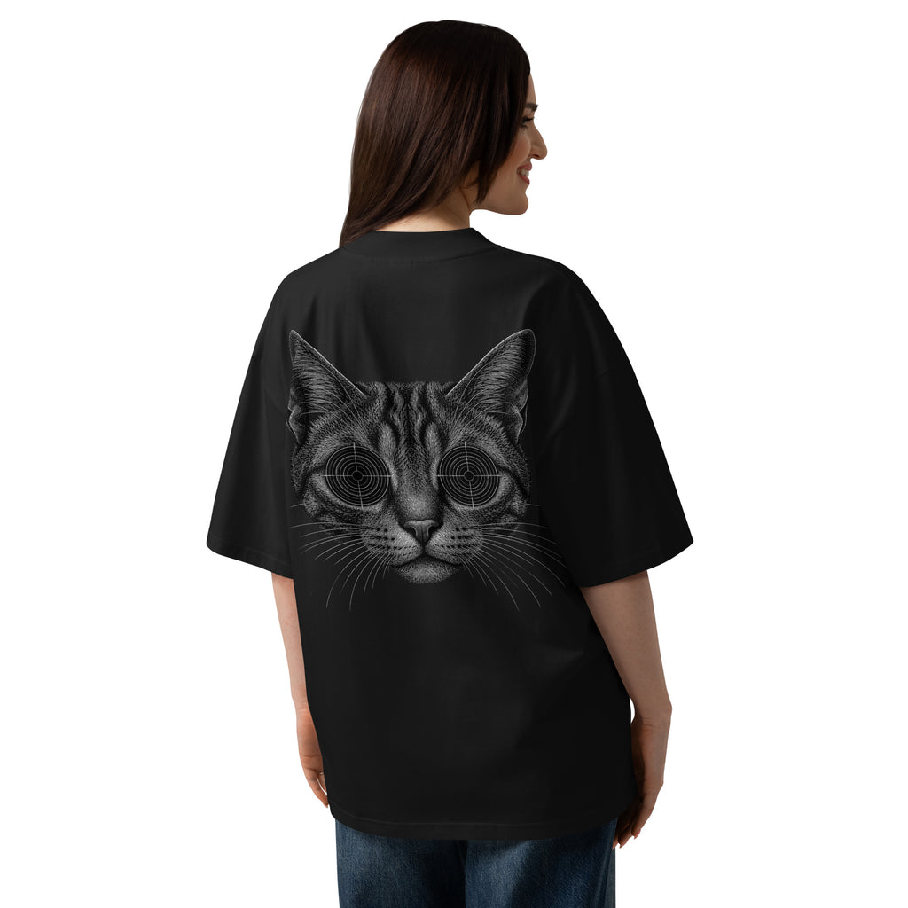 Hostile Form HF-007 CROSSHAIR oversized techno tee in black, back print