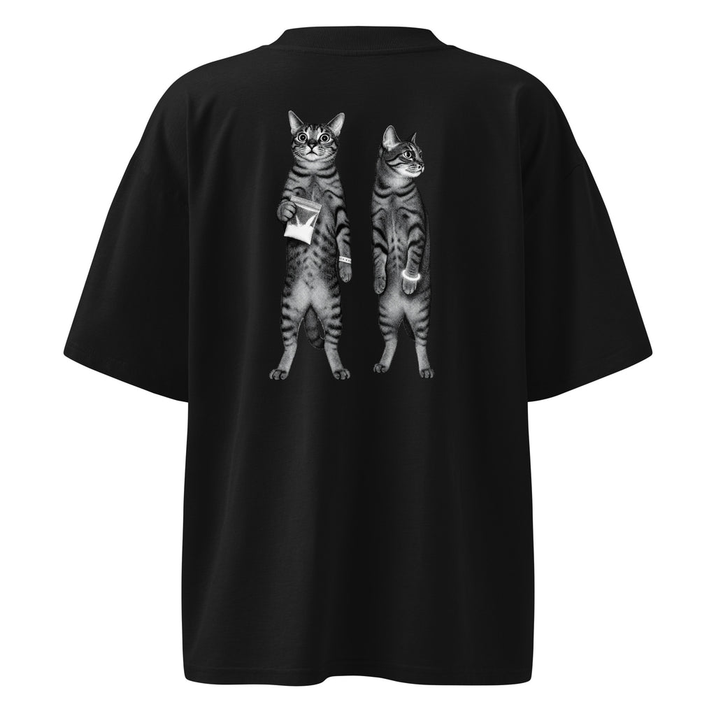Hostile Form HF-008 THE HANDOFF oversized techno tee in black, back print