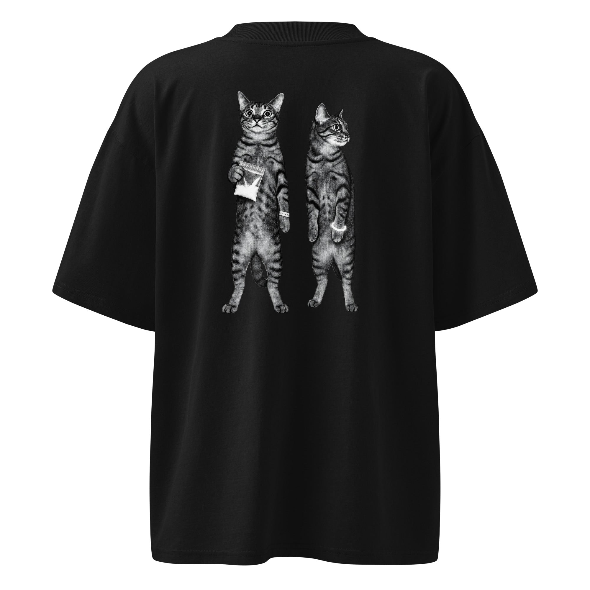 Hostile Form HF-008 THE HANDOFF oversized techno tee in black, back print