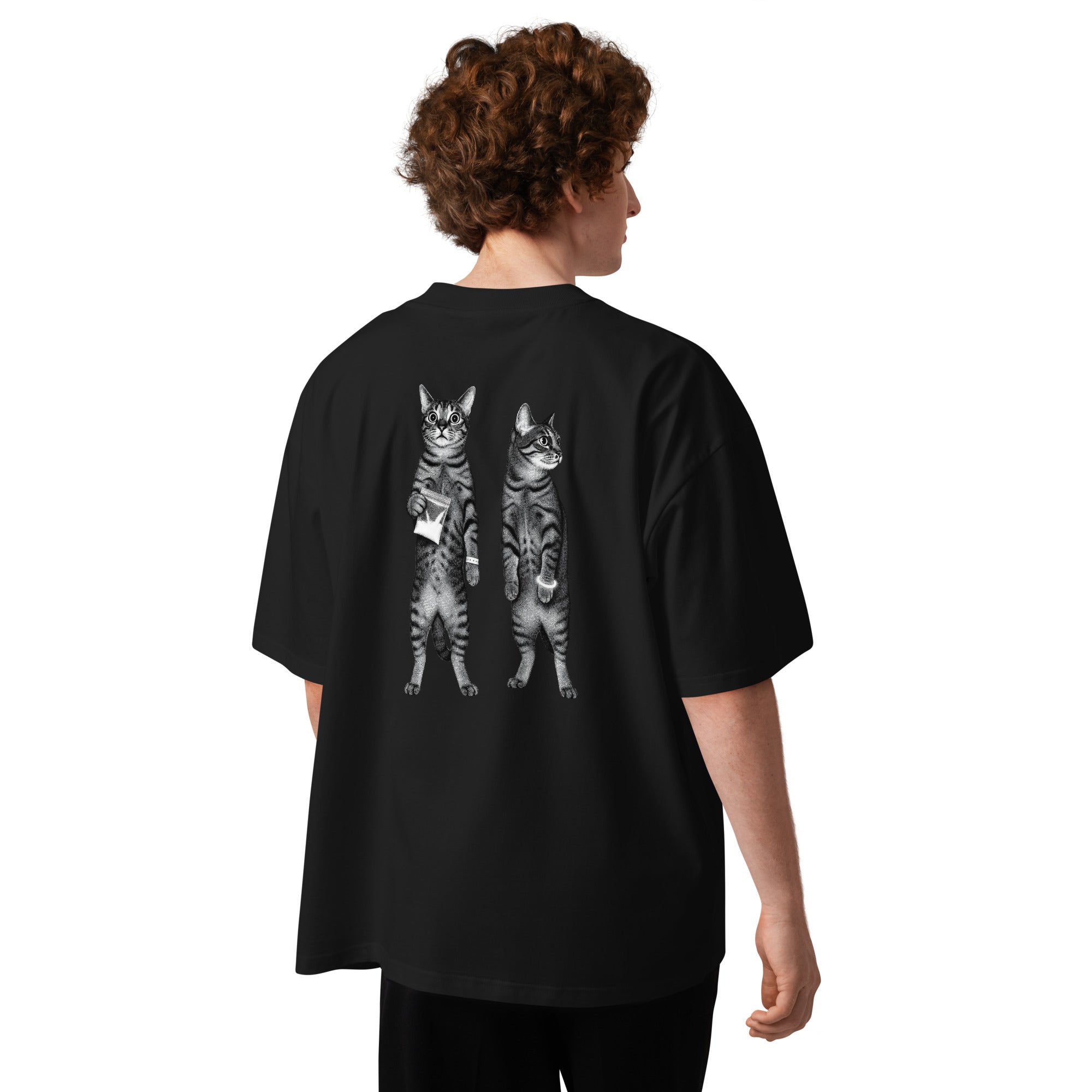 Hostile Form HF-008 THE HANDOFF oversized techno tee in black, back print