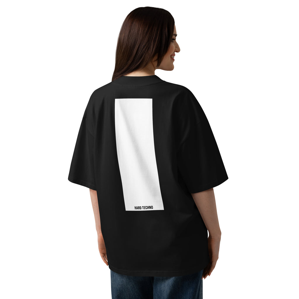 Hostile Form HF-002 PILLAR oversized techno tee in black, back print