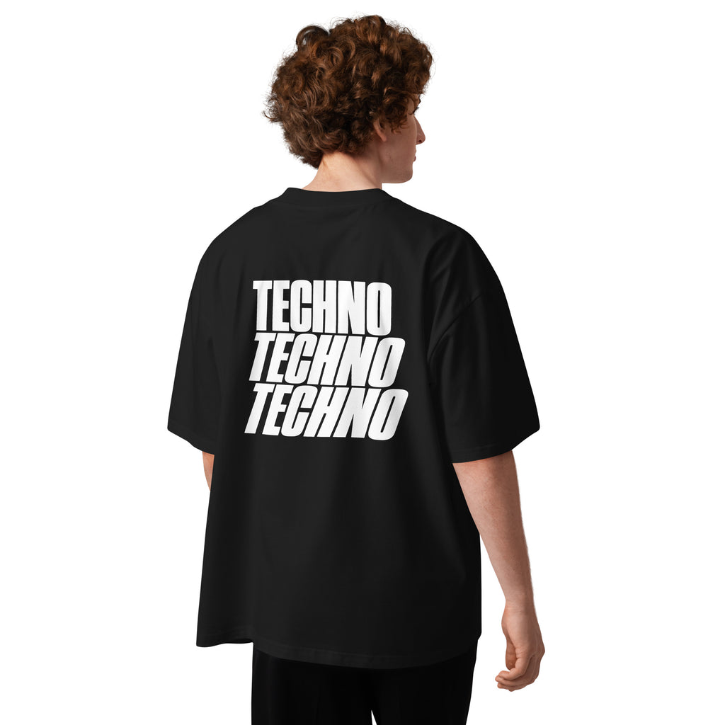 Hostile Form HF-004 SLANT.02 oversized techno tee in black, back print