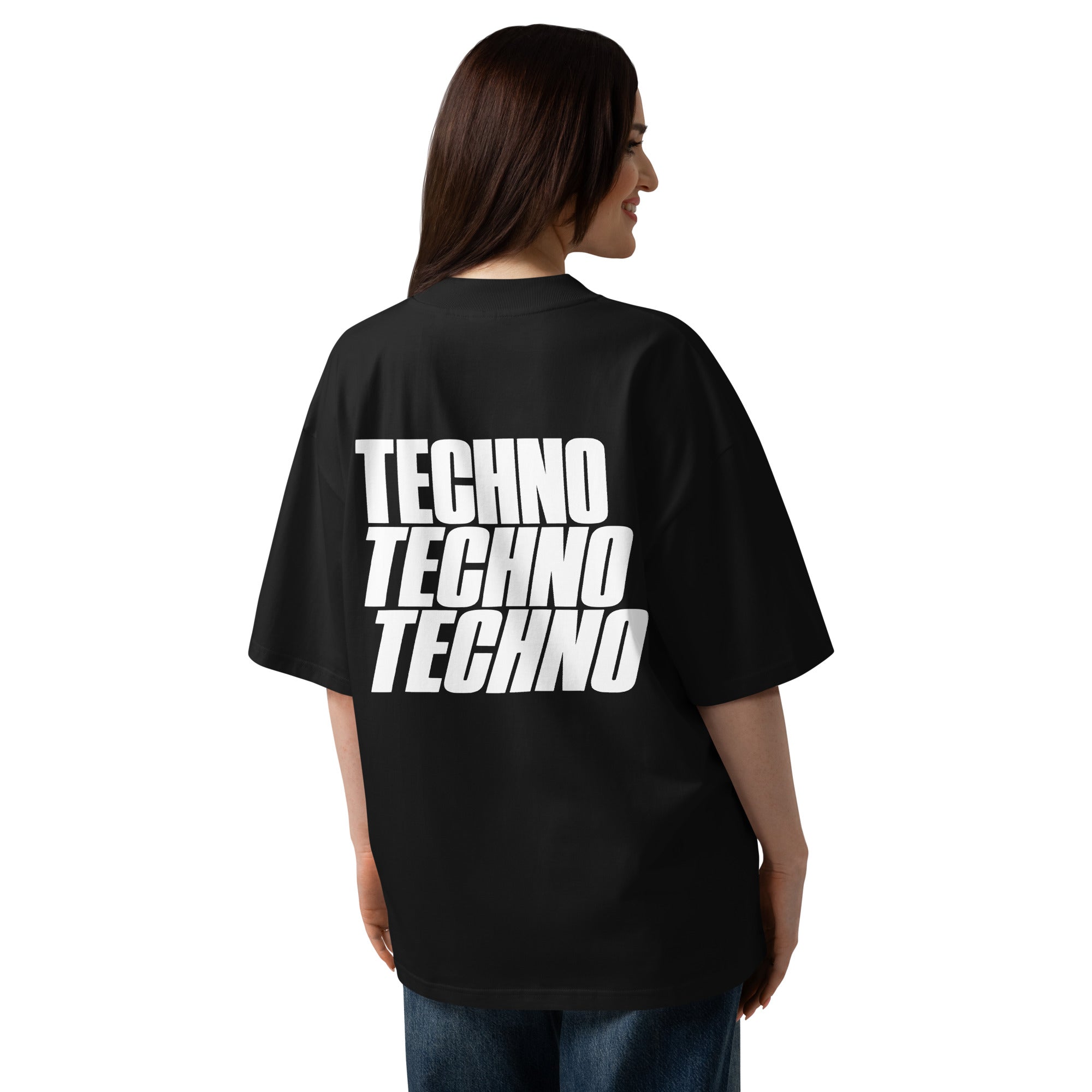 Hostile Form HF-004 SLANT.02 oversized techno tee in black, back print