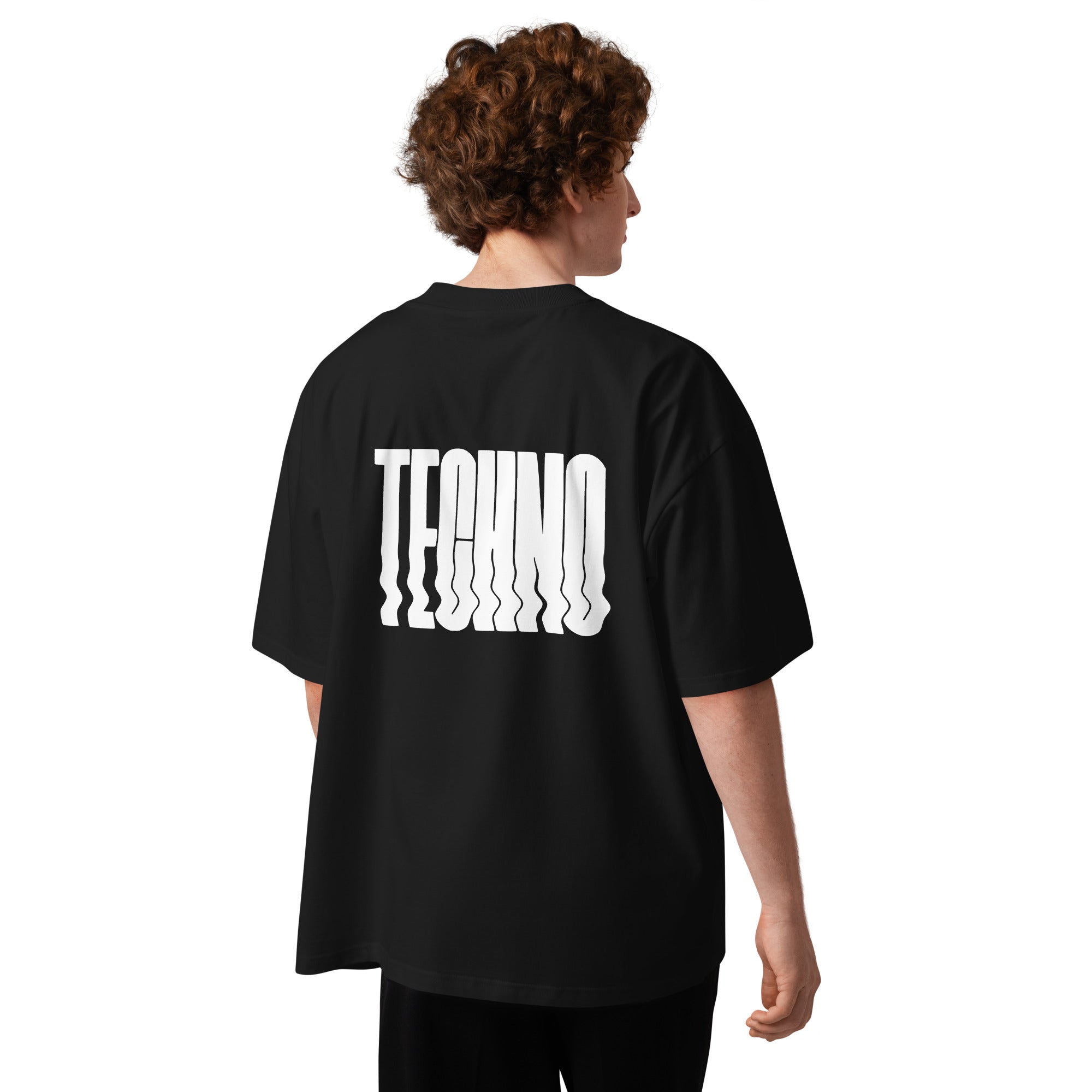 Hostile Form HF-005 WARP oversized techno tee in black, back print